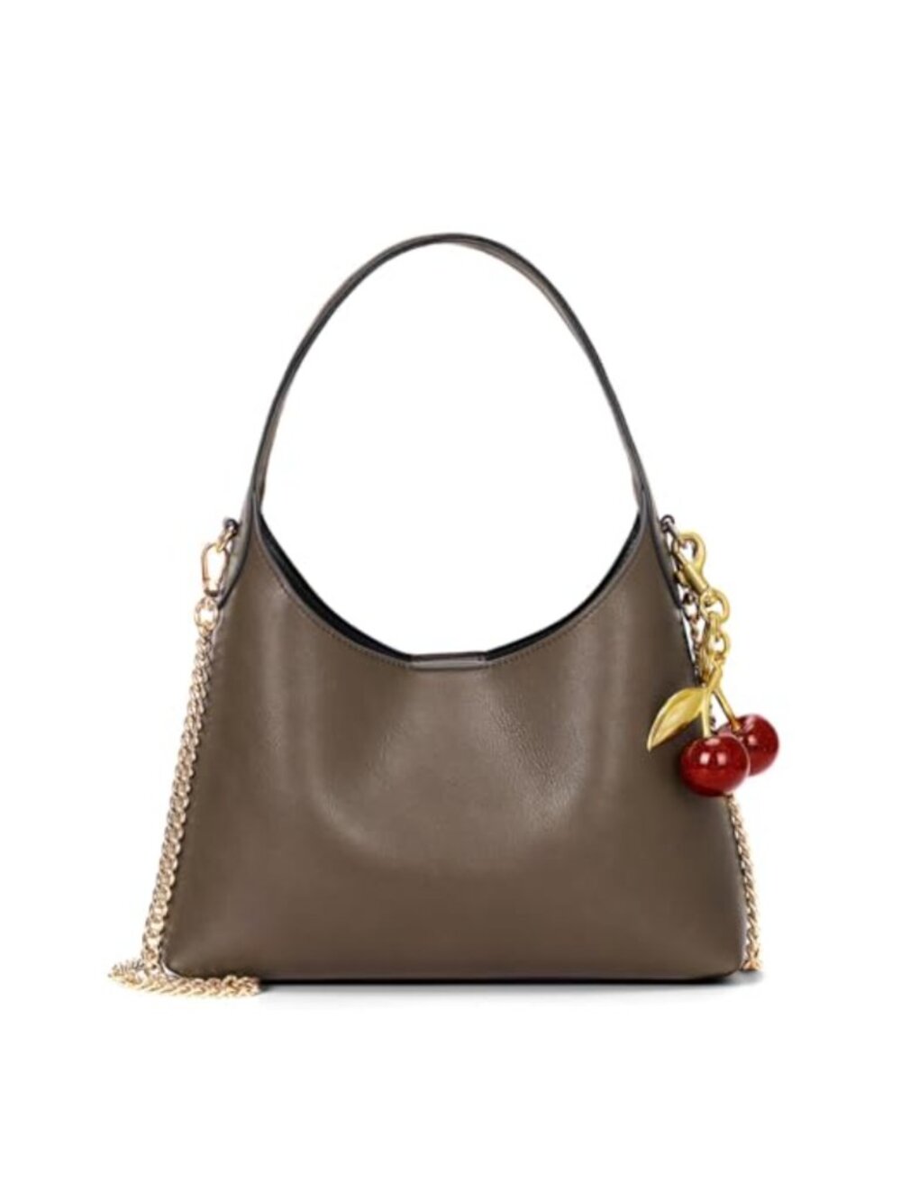 Small Hobo Bag Faux Leather Cherry Shoulder Purse Tote Chain Crossbody Handbag